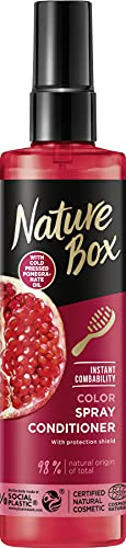 Nature Box Colour Protect Vegan Leave-In Spray Conditioner with 100% Cold Pressed Pomegranate Oil, Free from Silicones and Parabens 200 ml