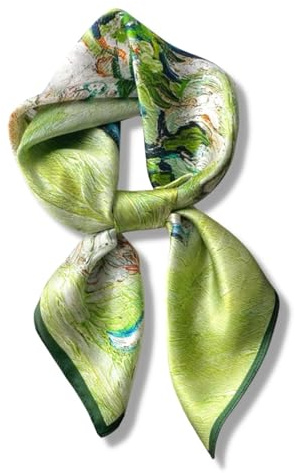 PoeticEHome 100% Pure Mulberry Silk Neck Scarf 27x27 Women Square Neckerchief Headscarf Gift Packed