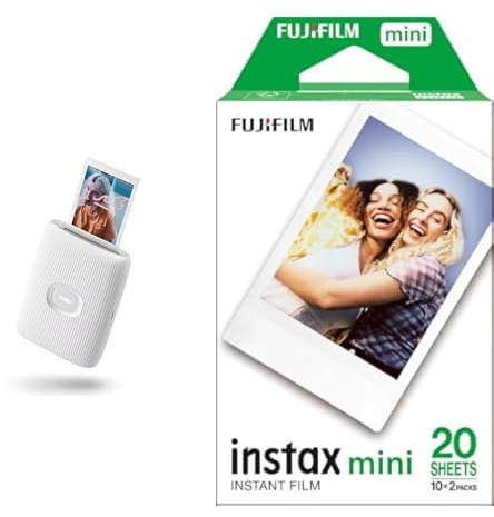Fujifilm instax mini Link 2, Clay White - Stampante a Sviluppo Istantaneo + Confezione da 20 Pellicole mini