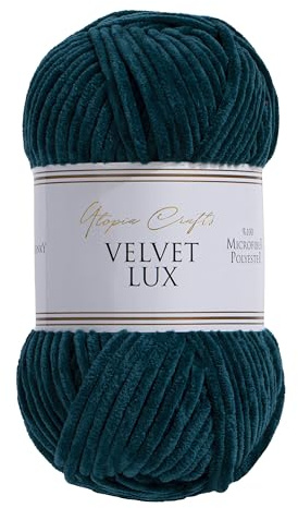 Utopia Crafts Velvet Lux Chenille Super Soft Chunky Yarn for Knitting and Crochet 100g (Petrol Green)