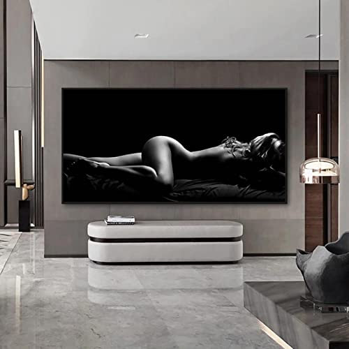 Sexy schlafende Frauen Leinwand Gemälde moderne nackte Kunst Poster schwarz und weiß Body Art Wandbilder Drucke Wohnzimmer Dekor 60 x 120 cm rahmenlos