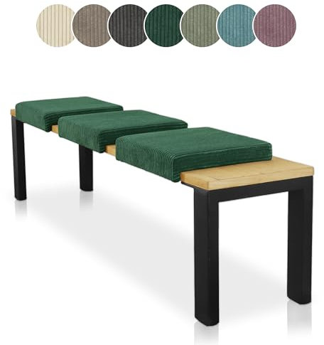 Lycce Klemmkissen 1 Leiste, Bequeme Bankauflage aus Cordstoff mit extra Polsterung, grün, für Banktiefe ab 35 cm