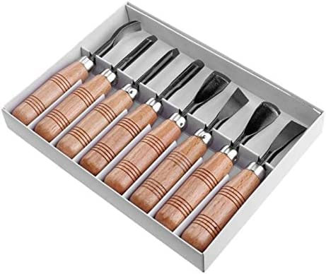 JIAN YA NA Juego de cinceles para tallar madera, 8 piezas, kit de herramientas de artesanía de escultura profesional con estuche de transporte, ideal para bricolaje, artesanía, arcilla, carpintería,