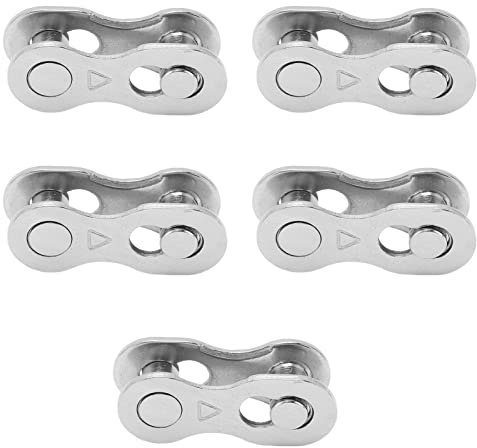 Tissting Bicycle Missing Link, Reusable Steel Quick Release Bike Chain Connector for 6/7/8/9/10/11/12 Speed Bikes, Easy Installation, 5 Pairs Included