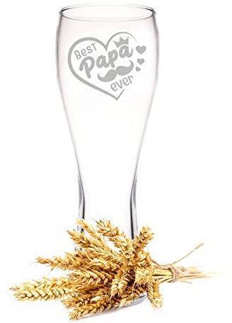 Leonardo Weizenglas mit Gravur - Best Papa ever - Geschenke für Papa zum Vatertag - Witziges Geschenk für Bierkenner Bier Liebhaber - Geschenkidee für Ihn Männer zum Geburtstag - 500 ml