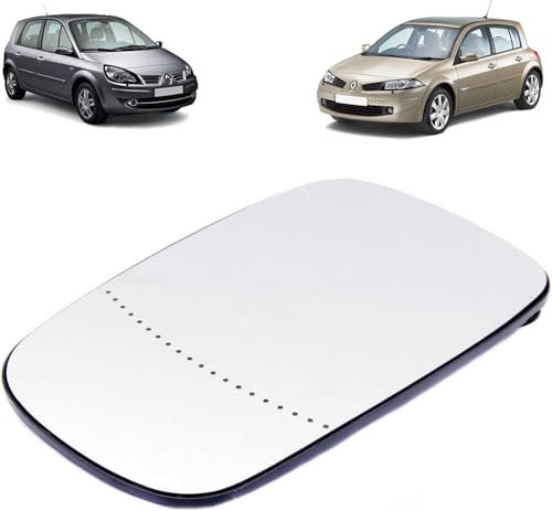 Glace de Rétroviseur Extérieur (Dégivrante) avec Support pour Avant Gauche Coté Conducteur OU Coté Droit Coté Passager compatible pour CLIO 3 MEGANE 2 SCENIC 2 OEM 7701054752