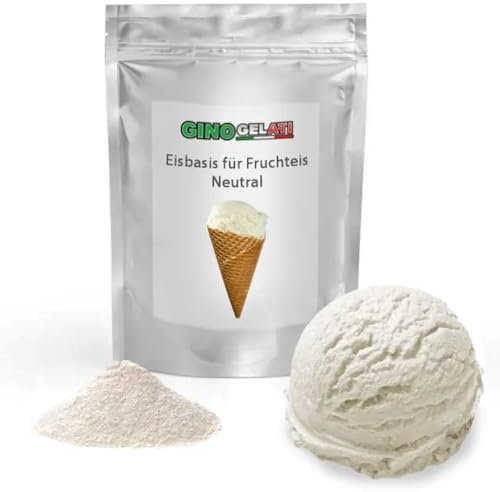 Gino Gelati Eisbasis für Fruchteis Eispulver Neutral Eis, Glutenfrei, Softeispulver zum einfachen selbermachen, Eisgrundlage für Fruchteissorten (1kg)