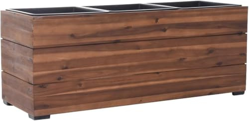 VIVANNO Vaso da fiori in legno Maxi marrone con inserti - 91x33x35