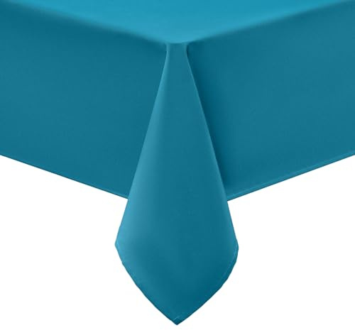 smiry Tischdecke Abwaschbar Rechteckig 130x160cm Tischtuch Polyester Wasserabweisend Lotuseffekt Tischwäsche Schmutzabweisend Abwischbare Tafeldecke für Party Küche Weihnachten, Türkisblau