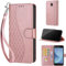KENHONER Phone Case for Samsung Galaxy J3 (2017) Case, Premium PU Leather with Card Slots Kickstand Magnetic Closure Case compatible Samsung Galaxy J3 (2017) Cube-Rose Gold