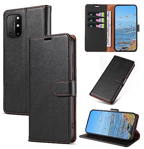KKEIKO Handyhülle für OnePlus 8T Hülle, Magnet Klappbar Handyhülle mit Kartenfach, PU Leder Stoßfest Schutzhülle für OnePlus 8T, Schwarz