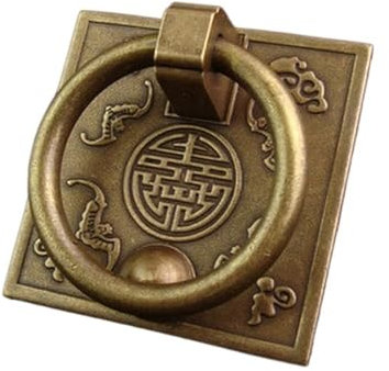 TüRklopfer Antique Quadrate Griffe Bronze Schrankschubladenknöpfe Klopfer Retro Messing Küchenknopf Pull 6x6 cm Türringgriff TüRklopfer Aus Gusseisen(Color:Bronze color)