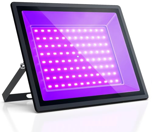 GGTU 100W Proiettore a Luce Nera，IP66, 395-400nm | Robusto, impermeabile, versatile – eventi, palchi, feste, body art. Halloween e Natale. (1 pezzi)