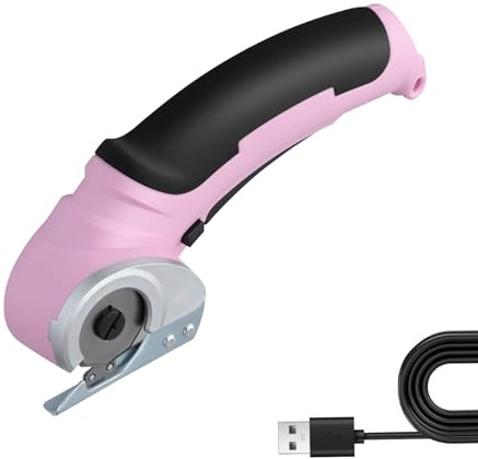 Rotary Cutter Cordless Electric Scissors for Fabric with Safety Lock, Rechargeable 4.2V 2000mAh Rotary Fabric Cutter Portable Cordless Electric Scissors for Cutting Cardboard, Fabric, Leather, Carpet