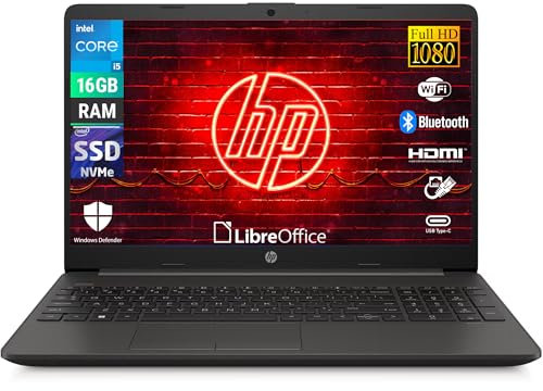 HP 250R G9, Computer Portatile Notebook, Intel i5-1334u 10 Core 3.4Ghz, Display 15.6'' FHD, Ram 16GB, SSD 512GB, Windows 11, Pronto all'uso con Libre Office