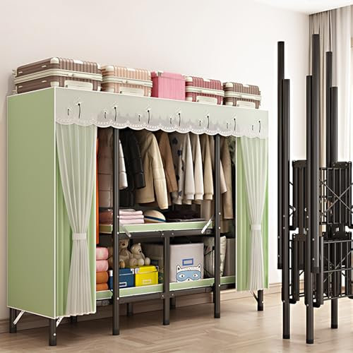 Tragbarer Kleiderschrank aus Segeltuch mit faltbarem Design und Aufbewahrungsregalen für Schlafzimmer und Wohnzimmer