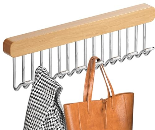 Weppduk Ausziehbarer Gürtelhalter für den Schrank, ausziehbarer Kleiderbügel mit Haken, Gürtelaufhänger für Schrank-Organizer mit 8 Haken, Platzsparender Schrank-Organizer, Kleiderbügel mit Mehreren