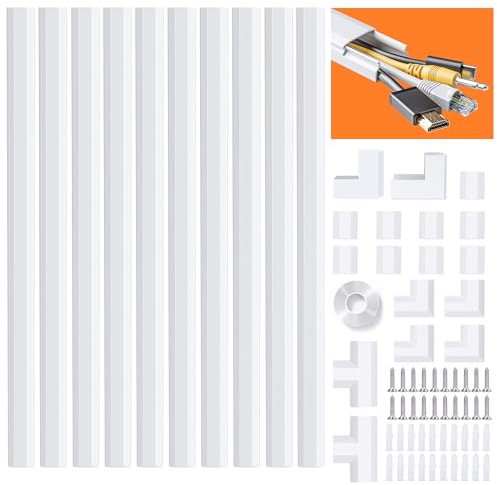 MUDEELA Canaline Passacavi Muro, 4M Nascondi Cavi TV, Canaletta per Cavi Elettrici Verniciabile, Autoadesivo - 10 x 40cm Lunghezza Per Pacco - 30x17mm - Bianco