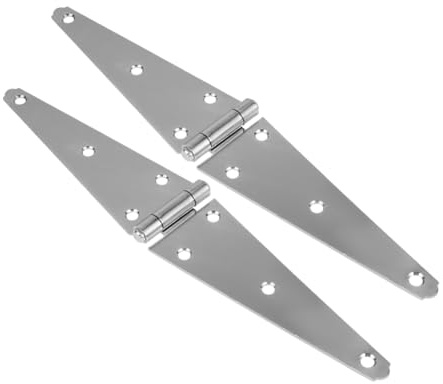 Heavy Duty Gate Strap Hinges 5 Inch 2 Pack for Barn Doors | Galvanized Iron, Silver Finish with Installation Screws, Stable Opening and Closing for Gardens