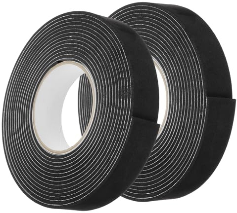 sourcing map 2 rollos de cinta de espuma de una sola cara extraíble de esponja EVA para montaje, tiras adhesivas fuertes (negro, 16 pies x 1 3/16 pulgadas x 1/8 pulgadas) para decoración de póster
