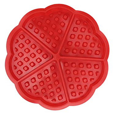 Jwthee 2 Pack Silicone Waffle Maker Baking Tray, 4 or 5 Cavities Heart Squared Shaped Nonstick Waffle Maker Chocolate Bread Pie Muffin Pans for Cake Craft Candy Soap (5-Segment Love Model 51068)