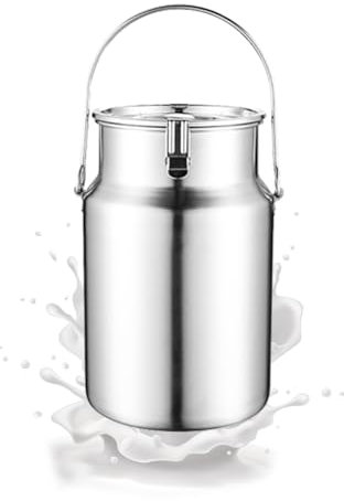 DONGGANSHI Lechera de Acero Inoxidable 304 - Cubeta Resistente con Tapa para Aceite y té - Jarra de Leche Duradera con Capacidad de 3/5/10 l, Ideal para Uso doméstico y en la Cocina