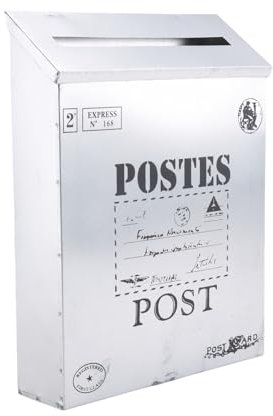 Agwuoetr Briefkasten Vintage Wandmontage Briefkasten Post Briefkasten Rostbeständiger Briefhalter Passend für Den Außenbereich Silber