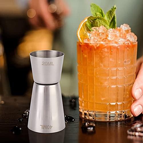 ZPSHYD Herramienta de medición de vino de acero inoxidable 304, medidor doble para bar, 40/20 cc, taza medidora de bar, diseño, cocina