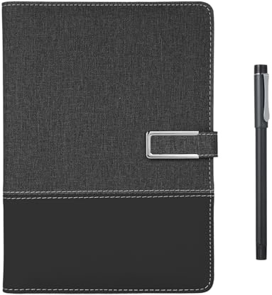 Generisches Smart Pen + A5 Leder Notebook Gefüttertes Journalplaner Echtzeit-Synchronisierung für die Digitalisierung von App-Sprach- und -Text-/ Offline-Speicher/AI-Funktion/ (Schwarz)