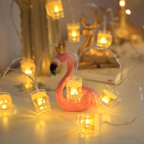 KOBOKO Bierkrug LED Lichterkette, 1,5M 10 LED Oktoberfest Deko Lichterkette Innen Außen, Bier Lichterketten Batteriebetriebene, Bier Tasse Dekorative Lichter für Bar, Sommerparty, Oktoberfest Party