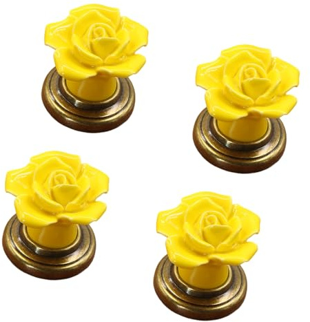 4 pomos de cerámica resistentes en forma de flor para cajones, accesorios de aleación de zinc, fácil instalación para armarios, muebles, manijas de aleación de zinc