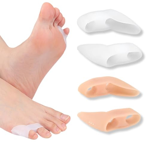 LONZIKP 4 Paia Separatore per Dita dei Piedi Piccole, Correttore per Mignolo Arricciato, Correzione Mignolo, Cura Correttiva per Dita Sovrapposte, Divaricatore in Gel per Piedi