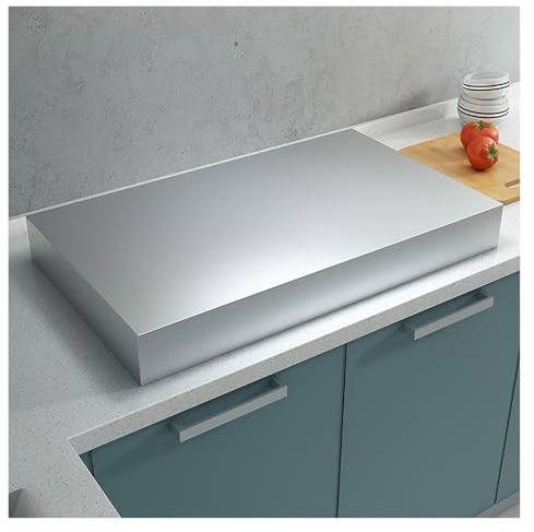 tapa encimera gas Placa de cubierta para cocina de gas totalmente cerrada, de acero inoxidable con tapete antideslizante, rejilla gris para cocina, fregadero de RV(1.5mm,H 9cm/3.5in)