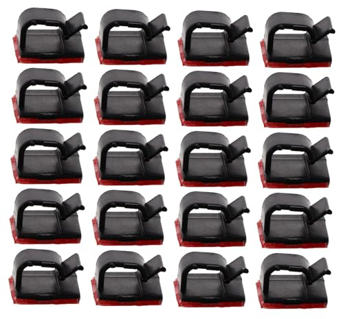 VERDANVERSE 20pcs Adhesive Cable Clips Transparent Black Plastic Cord Organizer Wire Holder for USB Audio Headphone Cables for Desk and Home Use