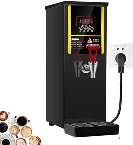 3000W Automatisk Räkne-panna för varmvatten, Kommersiell varmvatten-dispenser 30L, Elektrisk bänk-panna med steguppvärmning (A Black)