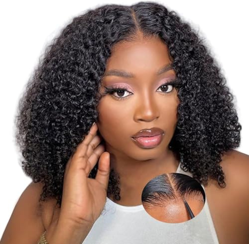 16 Zoll Echthaar Perücke 9x6 Kinky Curly Afro lockig Wear and Go Glueless Wig 180% Density Lace Front Wig Human Hair Wigs For Black Women Perücken Echthaar Damen No Glue Pre Plucked Pre Cut