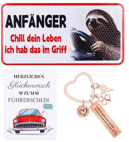 1 Set Fahranfänger Magnetschild, Führerschein Bestanden Geschenk, Anfänger Schild Auto 20x10cm PVC, Lustiges Fahranfänger Aufkleber Geschenk für Neue Fahrer