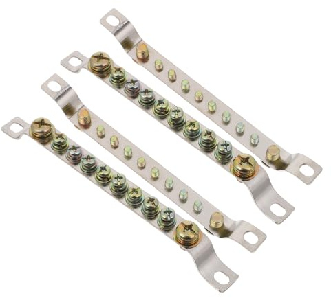 ELAYARD Lot de 4 Barrettes de Mise à la Terre en Cuivre Pur 10 Bornes 2X15Mm Bornier Rangée Barrette de Neutre et Terre pour Tableaux Électriques Industriel Haute Conductivité et