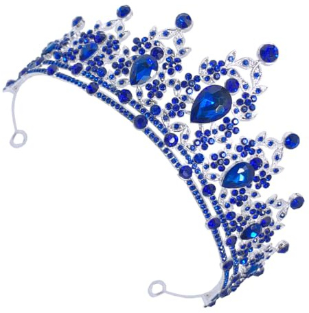 ROMISBABA Tiaras de Boda para Novia Adorno Nupcial con Gemas de Imitación Azules Accesorio de Cabello para Ceremonia de Boda