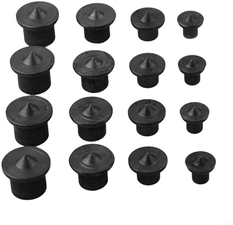 Lot de 16 chevilles centrales de 6 mm, 8 mm, 10 mm, 12 mm pour le travail du bois, outil d'alignement des trous en acier avec points de marquage, compatible avec dur et doux