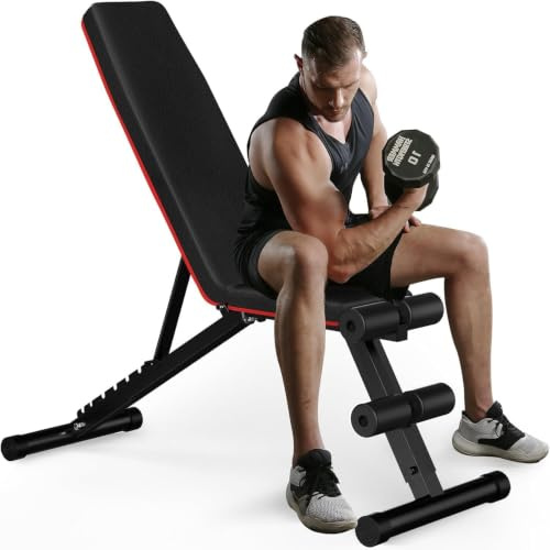 Hantelbank Klappbar Verstellbar, Multifunktions Trainingsbank Schrägbank für Ganzkörper-workout，8 in 1 Fitnessbank für zu Hause oder im Fitnessstudio, 300kg Gewichtskapazität