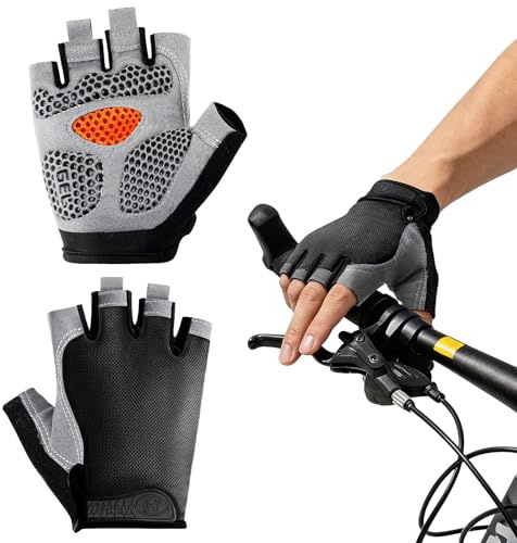 ZAHRVIA Gants de Cyclisme Homme Femme Demi-Doigts - 6mm Rembourrage Antichoc Gants VTT avec Tissu Maille Papillon Respirant, Gants de Vélo Antidérapants pour Route, MTB, Fitness