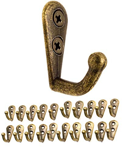Fuxxer 20x Antike Garderoben-Haken, Bilder-Haken, Eisen-Haken, Bronze Design, 20er Set