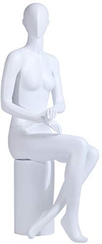 Frau sitzend CH-36 schöne abstrakte weiß Matt lackierte Schaufensterpuppe Abstrakter Kopf Neu Frau Weiblich (Frau sitzend CH-36)