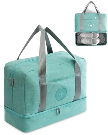 FANDARE Weekendväska sportbag dans axelväska helg handväska vattentät övernattningsväska lätt väska för män kvinnor sport gym semester simning träning vandring., gRÖN, L
