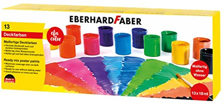 Eberhard Faber 575613 - Malfertige Deckfarben EFA Color, 13 Dosen je 18 ml, Malfarben Set