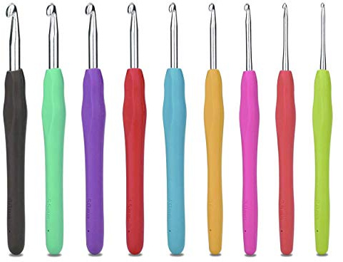 Häkelnadeln, 9 PCS Nadelset Aluminium Weichgummi Stricken Aluminiumnadeln Webhandwerkzeug Stricknadeln für Bastelgarn 2-6mm