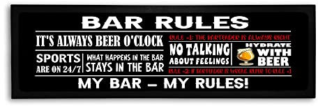 Bang Tidy Clothing Bar Runner Mat - Long Novelty Home Pub Bar Mats - Funny Drink Beer Gifts for Men Women - Bar Rules