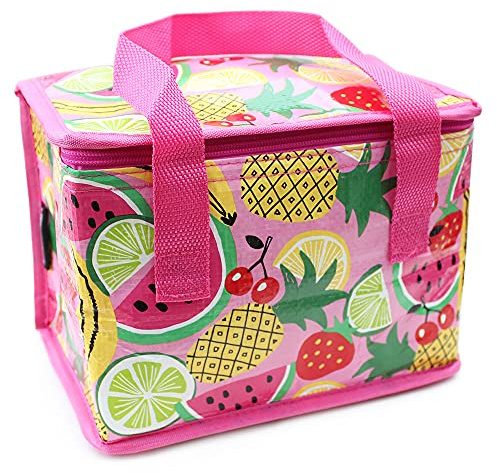 Fashion Stationery Insulated Lunch Bag, Pink Bright Fruits, Folding Cooler