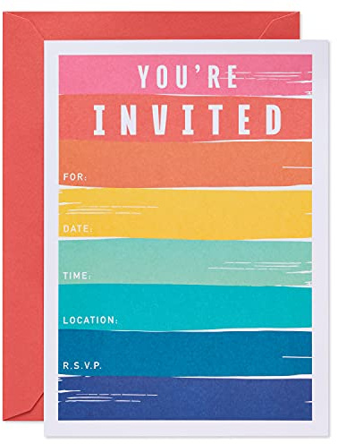 American Greetings All-Occasion Party Invitations with Envelopes, Rainbow Brushstrokes (25-Count)